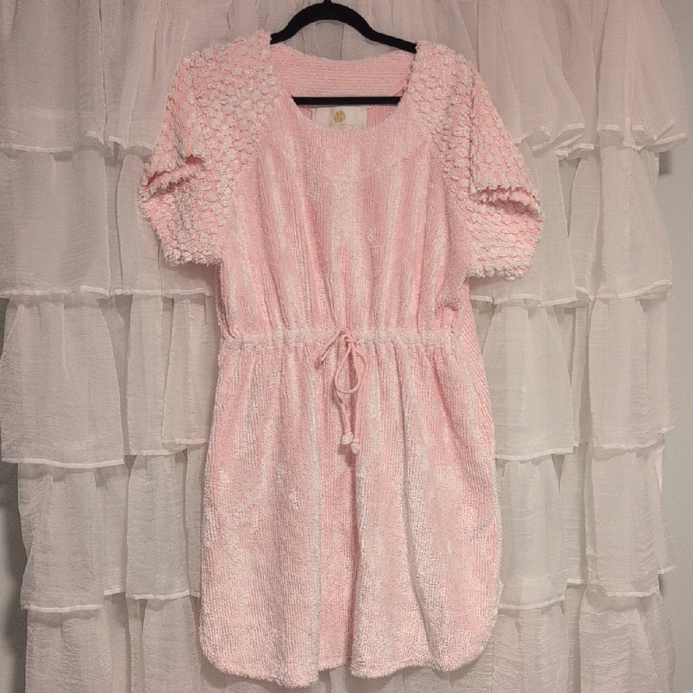 Incredible Vintage Chenille Pink Robe House Dress With Pockets Stan Herman